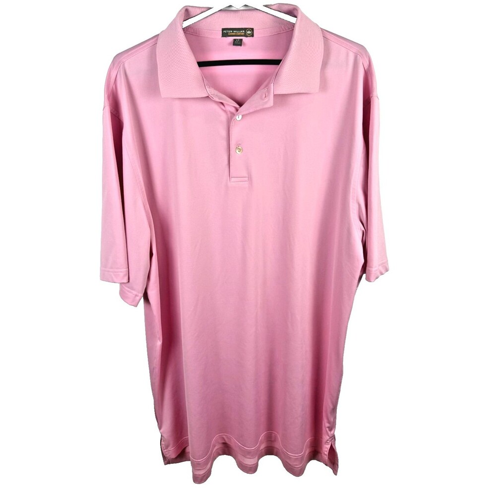 Peter Millar Summer Comfort Pink Polo Shirt LT Large Tall Sean Self Collar Golf